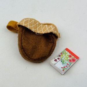 Wellie Wishers Brown Felt Acorn Belt‎ Bag & Notebook Notepad Lot